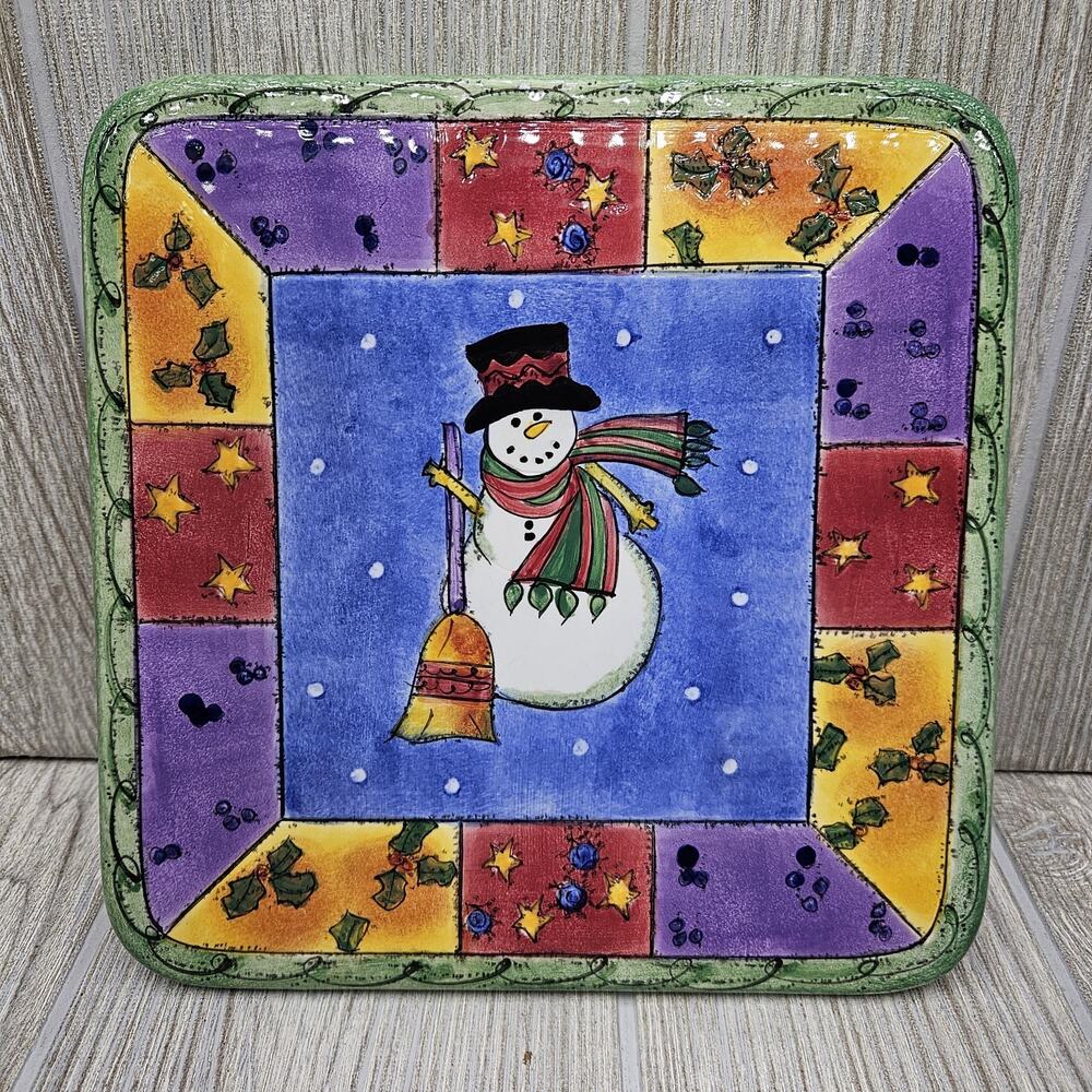 Sango The Sweet Shoppe Christmas Cheese Tray 7 7/8 Sue‎ Zipkin 3041 Snowman